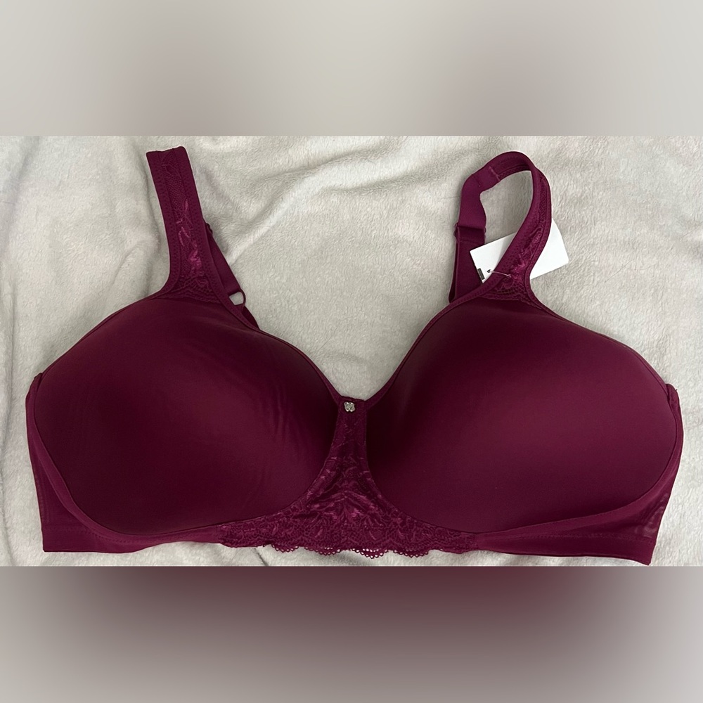NWT Breezies Burgundy Full Coverage Bra with Seamless Design